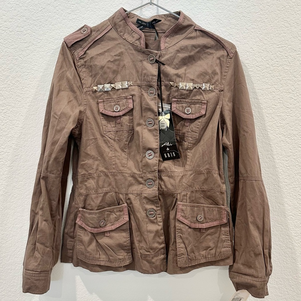 Ali & Kris Grey/Brown Long Sleeve Shirt Top Size M Good Condition